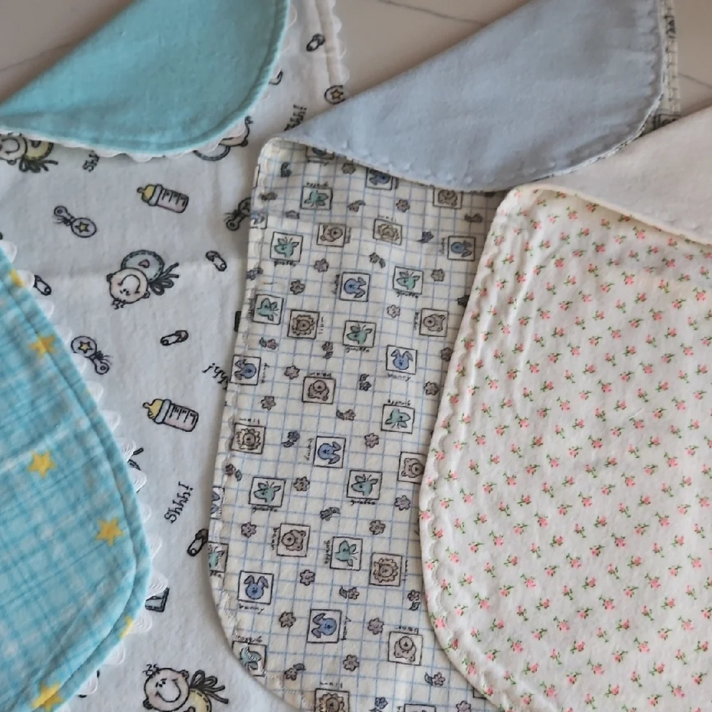 Hand Made Baby Burp Cloth- Various Prints Soft And Washable. Never Used.